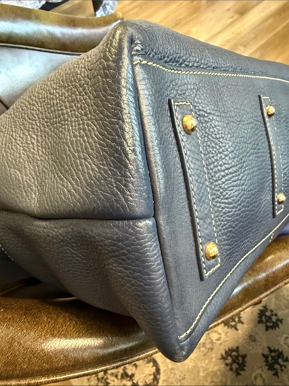 Dooney & Bourke Blue Dillen Large Pebble Leather Satchel Purse - Picture 12 of 16